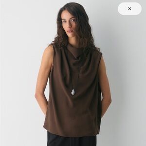 Babaton Rich Mocha Brown Carter Blouse - stoned silk version